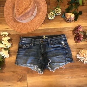 7 For All Mankind Cut Off Denim Shorts Sz 27